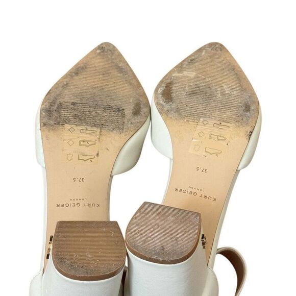 Kurt Geiger London Burlington Leather In Bone Block Heels Size 37.5 = US Size 7 - Picture 8 of 14